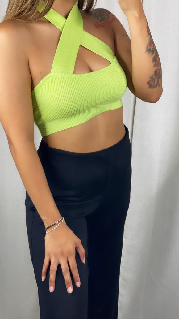 TWISTED SITUATION CROP TOP LIME